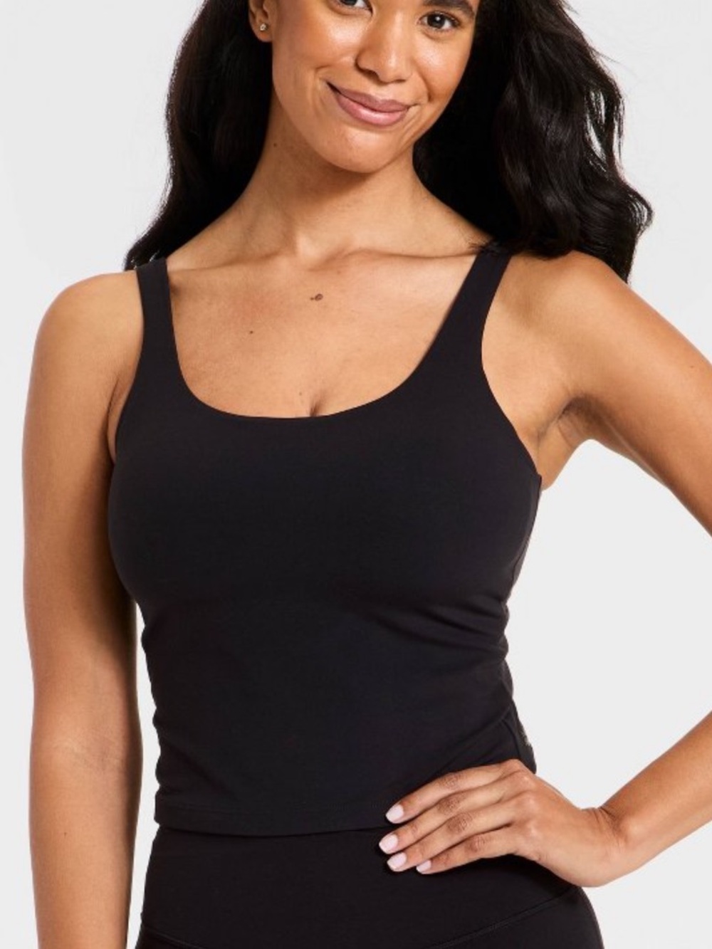 All in motion everyday soft square neck twist back support tank black NWT x